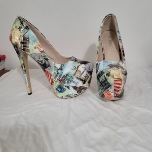 DIJI GIRLS SUPER STACK STILETTO HEELS LONDON NEW YORK LAS VEGAS EU 40 US 9